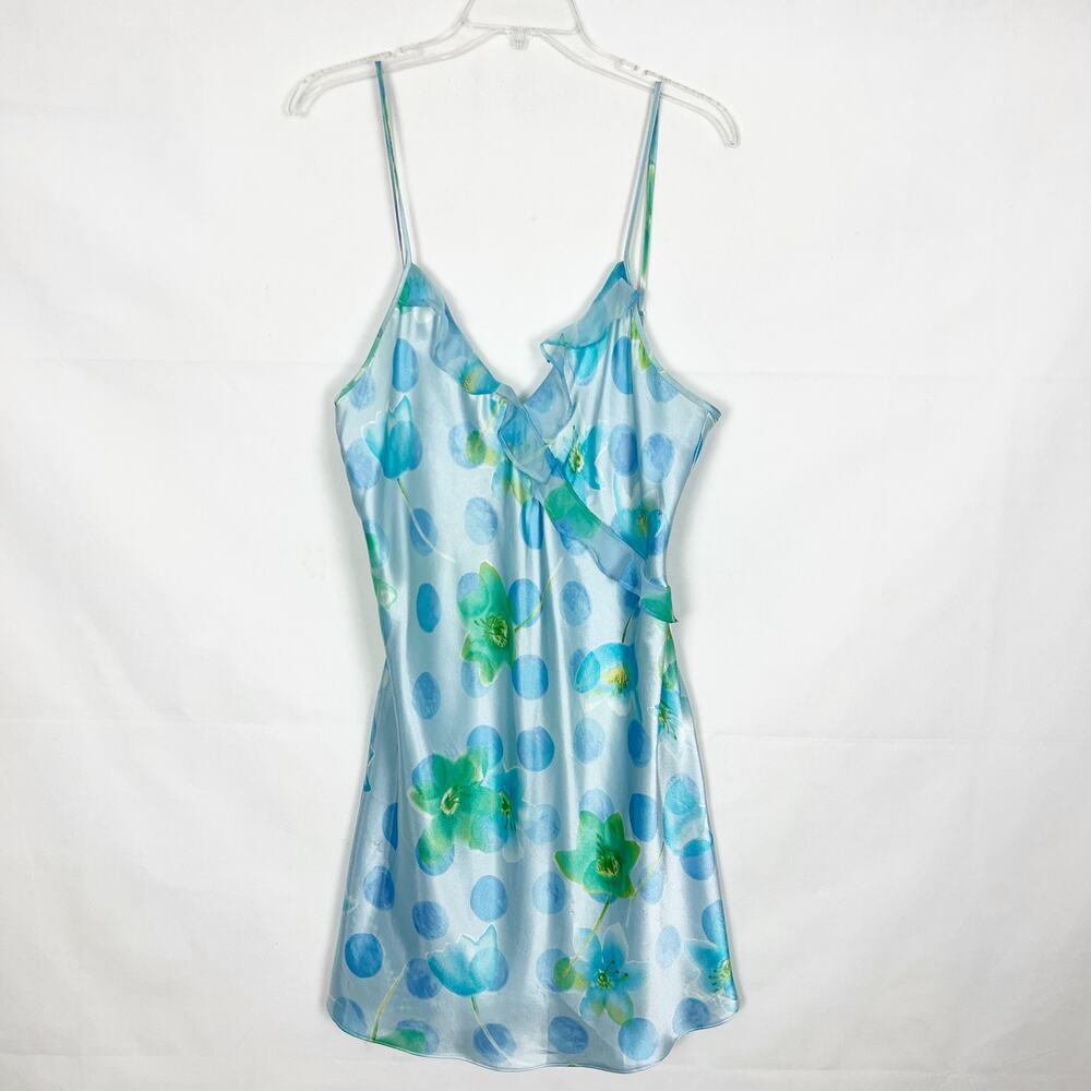 Inner Most Floral Blue Ruffle Sleeveless Nightgown Size S/M